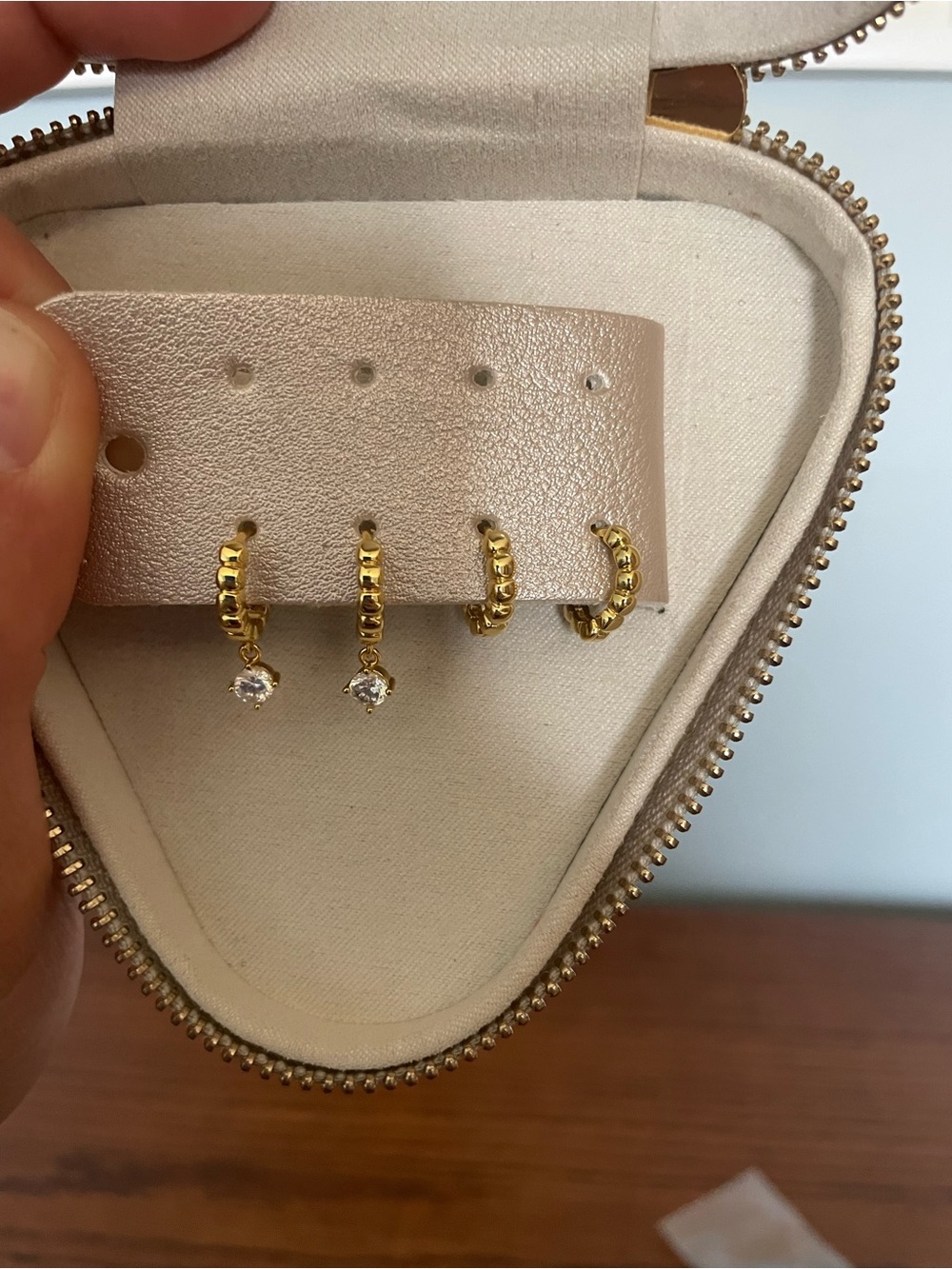 Gold Crystal Drop Huggie Earrings - Women Jewelry